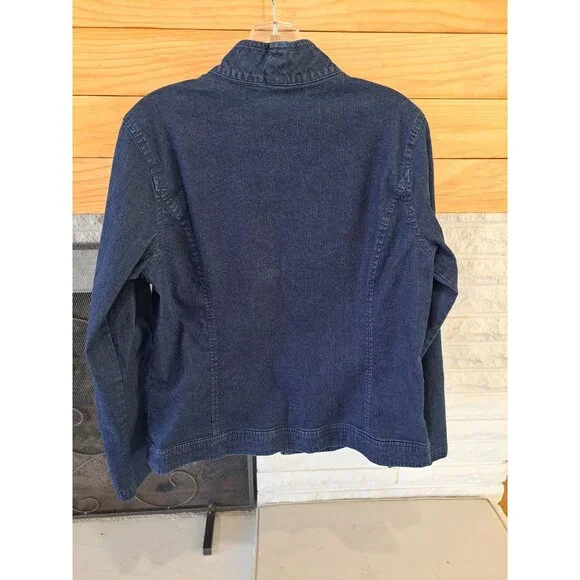 Eileen Fisher Womens Full Zip Blue Denim Jean Jacket Size M Cotton Blend - Picture 2 of 10